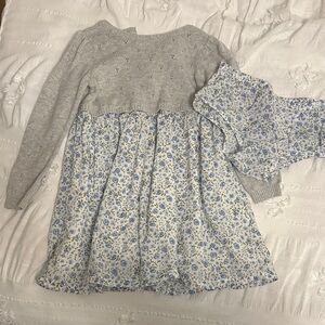 Nordstrom Gray and Blue Floral Kids Dress with Bloomers